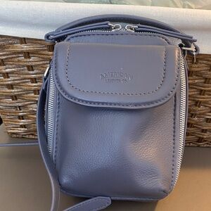 American Leather Co. Small Leather Crossbody - Dusty Blue